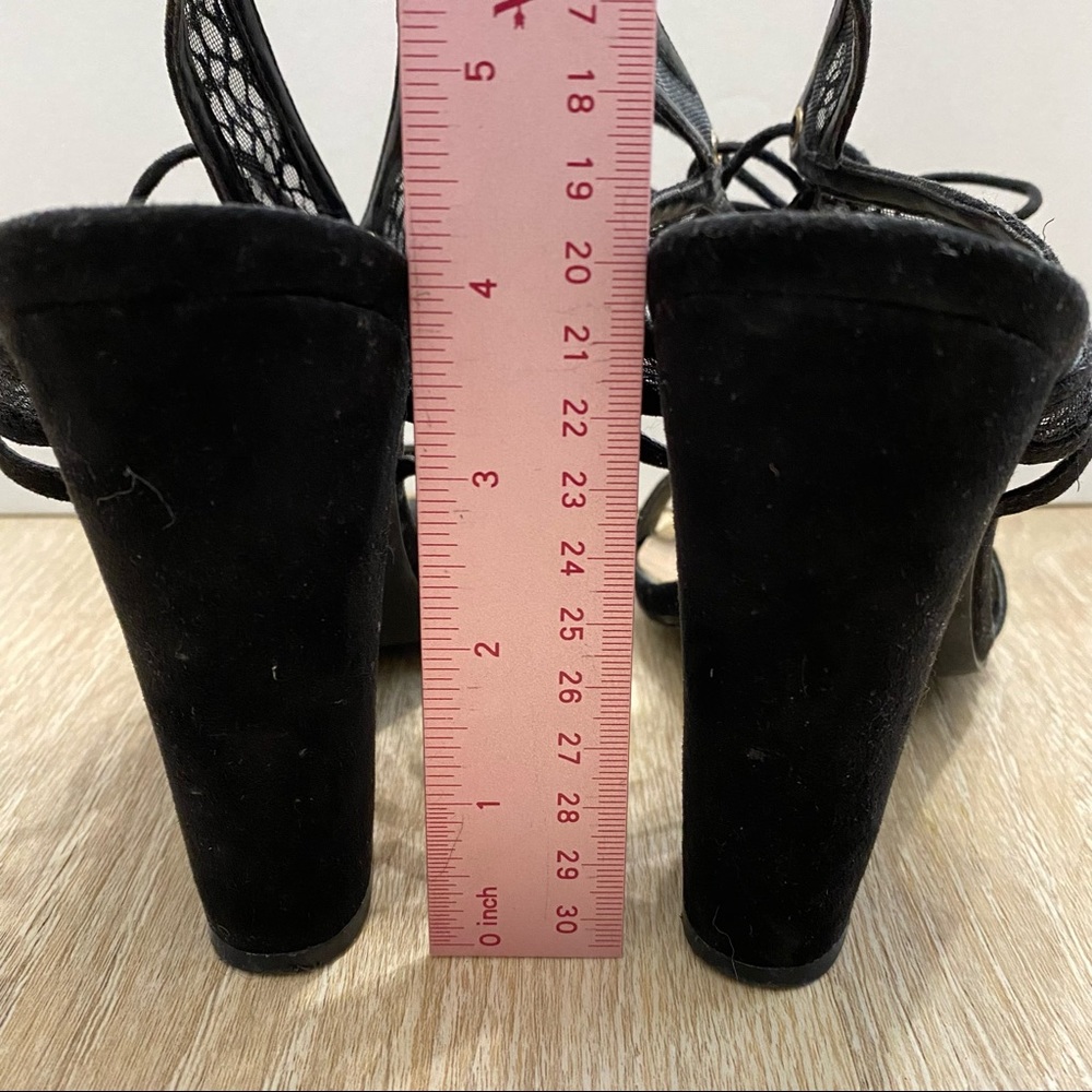 Call It Spring Disney collection black lace tie heels - Picture 6 of 8